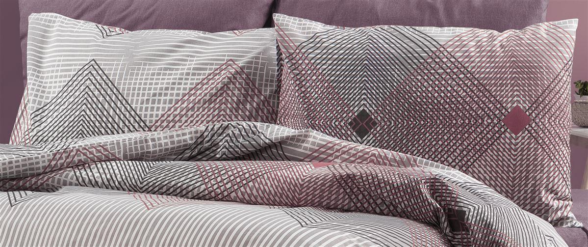 Μαξιλαροθήκη Φάκελος Polycotton 50x70εκ. Καλλιρόη 606 Grey-Burgundy DimCol (Χρώμα: Γκρι,...