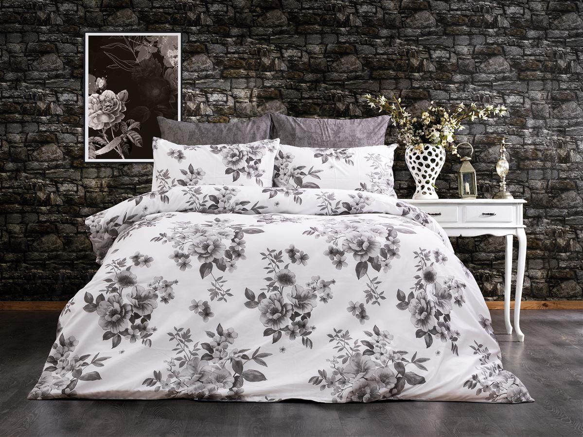 Σετ Σεντόνια 4τμχ Polycotton King 240x270εκ. Βερονίκη 487 White-Grey DimCol...