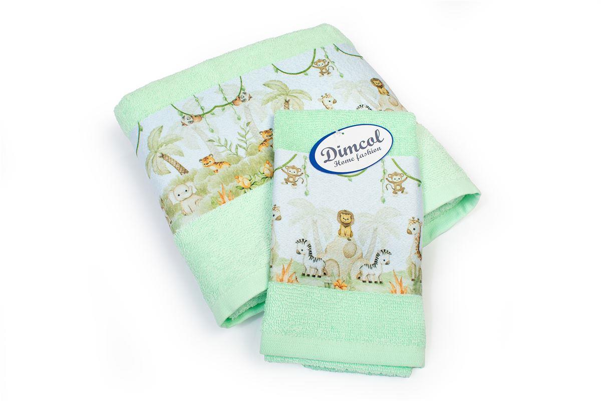 Πετσέτες 24home - ΣΗΜΑΝΤΙΚΟ: Σε περίπτωση διαφοράς τιμής από το κατάστημα ισχύει παντα και μόνο η τιμή του καταστήματος Σετ Πετσέτες 2τμχ Μπεμπέ Βαμβακερές Jungle 352 Mint Dim