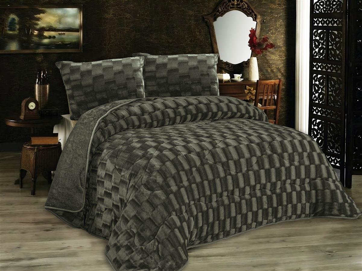 DimCol Κουβερτοπάπλωμα Με Εφέ Fleece Μονό 160x220εκ. Olive-Grey1940 DimCol 33421006050 (Ύφασμα: Polyester, Χρώμα: Γκρι) - DimCol - 33421006050