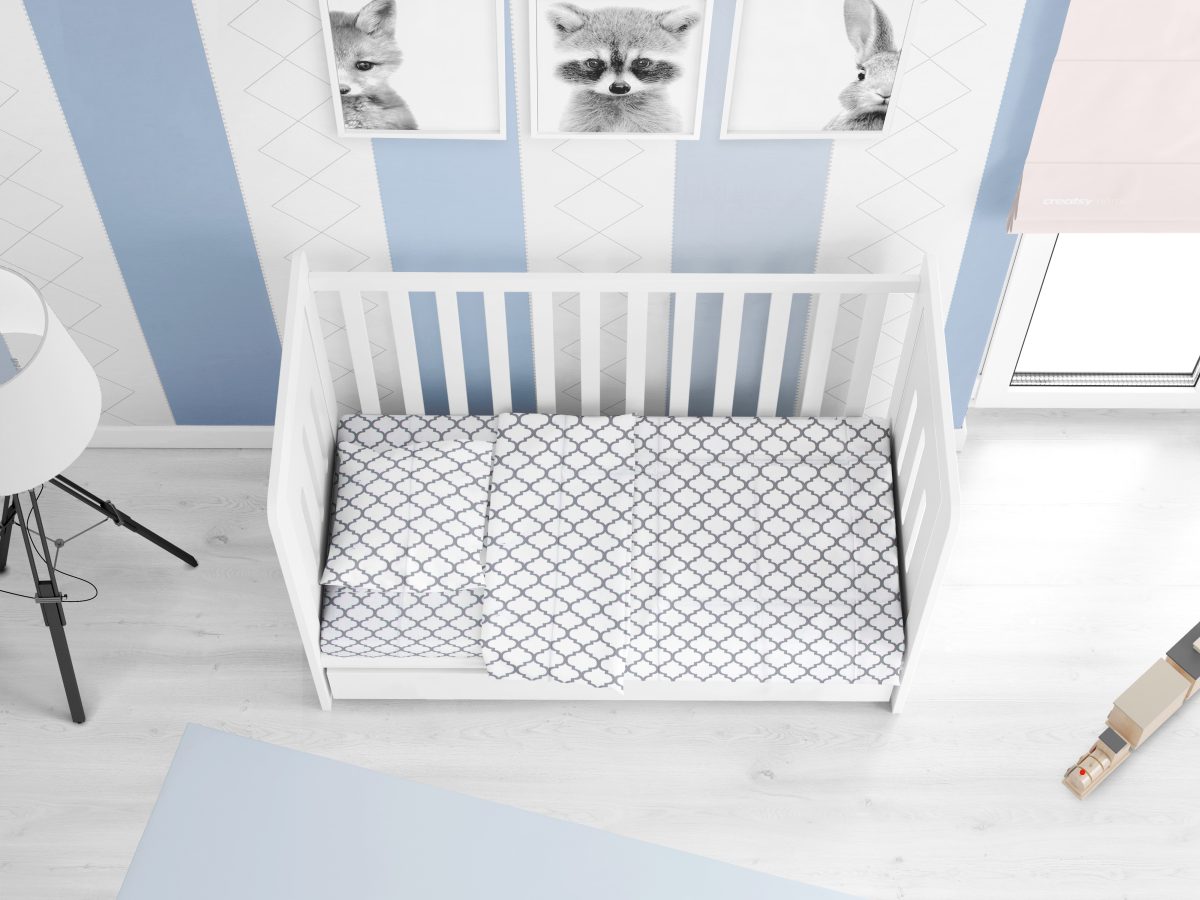 Σετ Σεντόνια 3τμχ Βαμβακερά Κούνιας 120x160εκ. Windows 136 White DimCol...