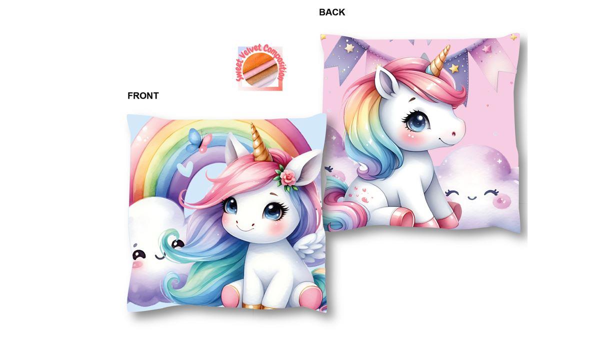 Διακοσμητικό Μαξιλάρι Velboa 38x38εκ. Unicorn 10 Pink D