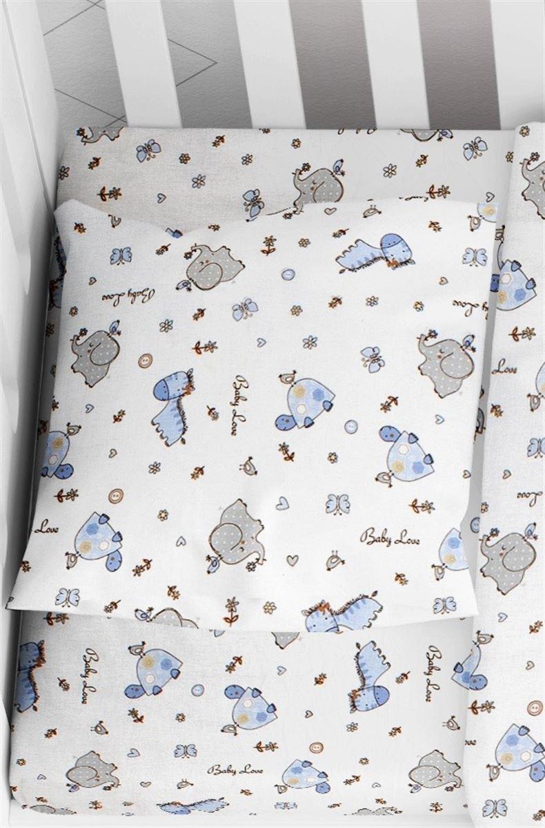 DimCol Μαξιλαροθήκη Φανελένια Bebe 35x45εκ. Elephant 074 White-Sky Blue DimCol (Ύφασμα: Φανέλα, Χρώμα: Λευκό) - DimCol - 31211646023