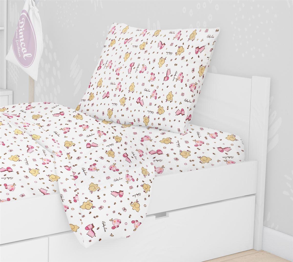 Μαξιλαροθήκη Φανελένια 50x70εκ. Elephant 072 White-Pink