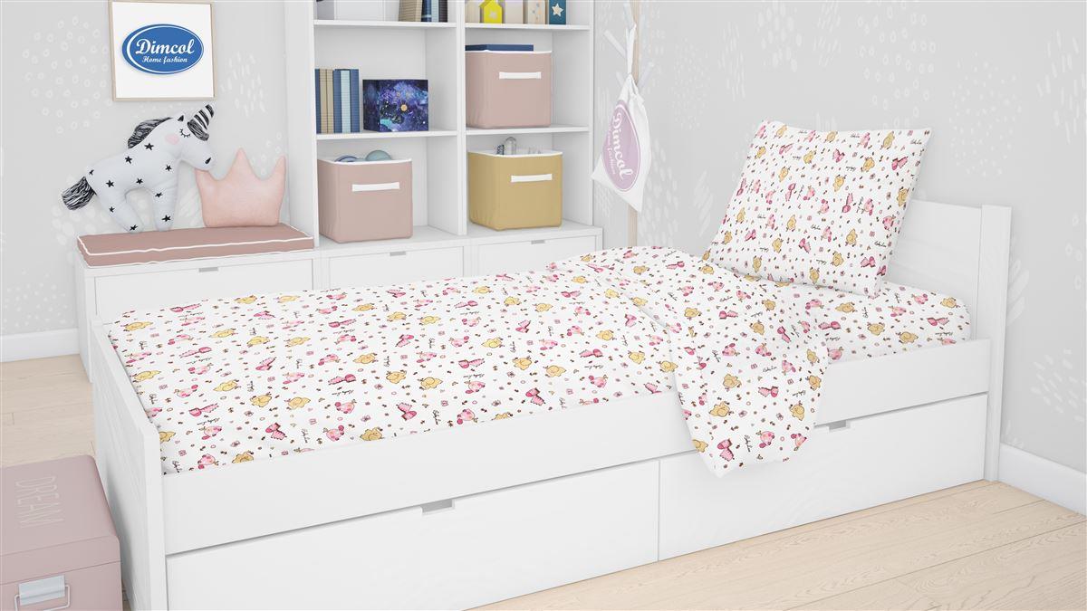 Σετ Σεντόνια 3τμχ Φανελένια Μονά 160x240εκ. Elephant 072 White-Pink DimCol (Ύφασμα: Φανέλα, Χρώμα: Λευκό) - DimCol - 32212223022