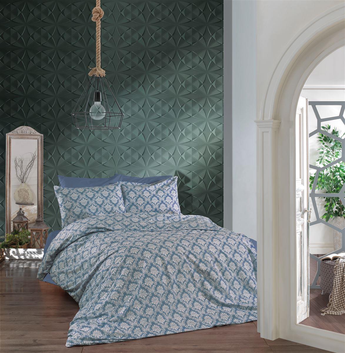 Σετ Σεντόνια 4τμχ Polycotton Υπέρδιπλο 220x240εκ. Οφηλία 279 Blue DimCol (Τύπος κατωσέντονου: Χωρίς Λάστιχο, Χρώμα: Μπλε, Ύφασμα: 70% Βαμβάκι-30% Polyester, Μέγεθος: Υπέρδιπλα) - DimCol - 33312324070