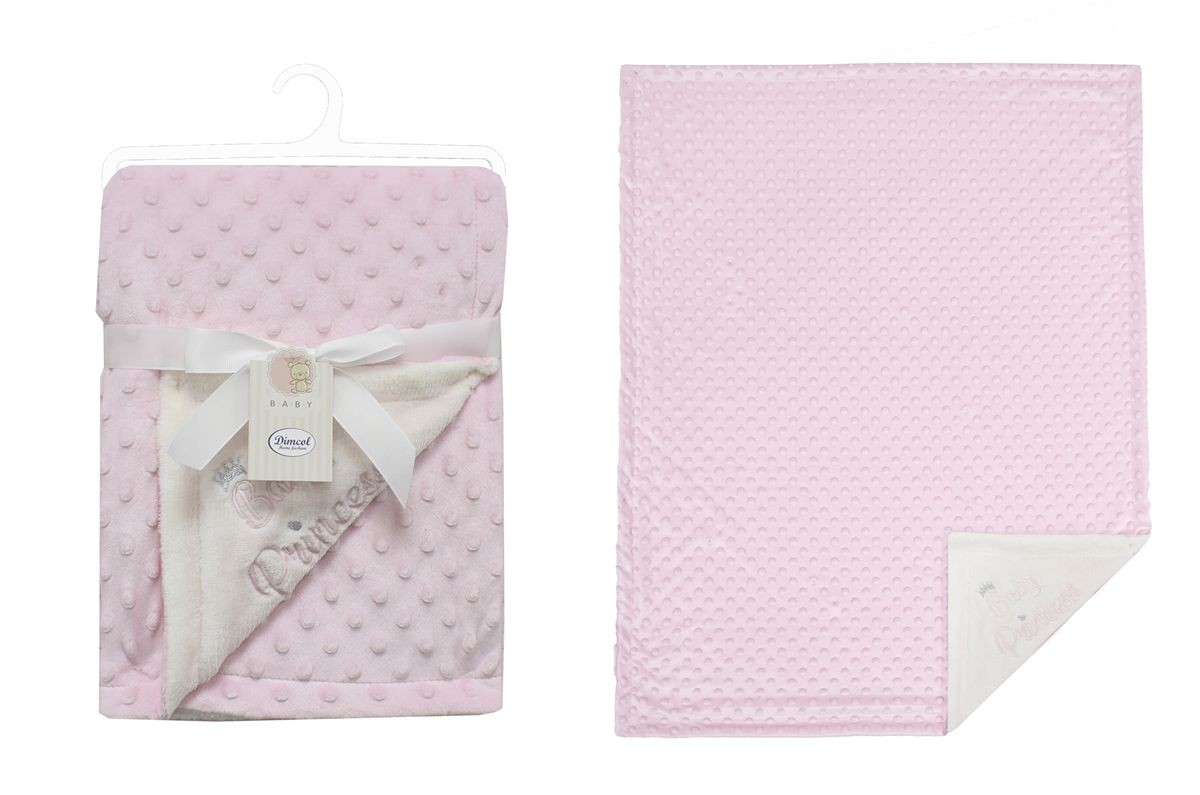 Κουβέρτα Minky Αγκαλιάς-Λίκνου 75x100εκ. Princess 34 Pink Dimcol (Ύφασμα: Polyester, Χρώμα: Ροζ, Μέγεθος: Λίκνου) - DimCol - 31482411006