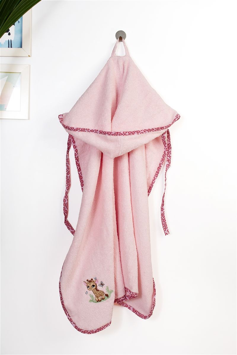 Κάπα Με Κέντημα Bebe 75x85εκ. Giraffe 171 Pink Dimcol (Ύφασμα: Βαμβάκι 100%, Χρώμα: Ροζ) - DimCol - 31141429026