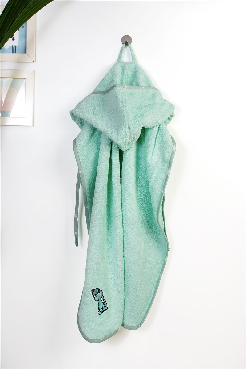 Κάπα Με Κέντημα Bebe 75x85εκ. Dinosaur 182 Mint Dimcol (Ύφασμα: Βαμβάκι 100%, Χρώμα: Μέντα) - DimCol - 31141429035