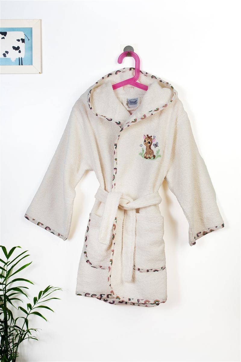 Μπουρνούζι Παιδικό Με Κουκούλα Βαμβακερό Giraffe 173 Ecru-Multi Size 04 DimCol (Ύφασμα: Βαμβάκι 100%, Χρώμα: Εκρού , Μέγεθος: 4-5 Ετών) - DimCol - 31141531026