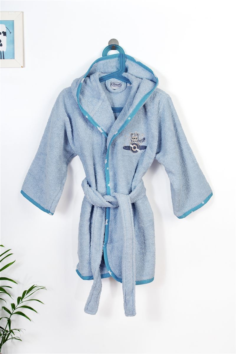 Μπουρνούζι Παιδικό Με Κουκούλα Βαμβακερό Aviator 183 Sky Blue Size 04 DimCol (Ύφασμα: Βαμβάκι 100%, Χρώμα: Σιέλ) - DimCol - 31141531034