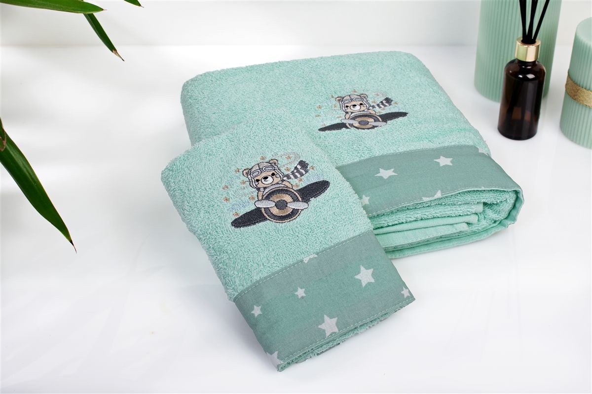 Σετ Πετσέτες 2τμχ Βαμβακερές Aviator 186 Mint DimCol (Ύφασμα: Βαμβάκι 100%, Χρώμα: Μέντα) - DimCol - 31140926037