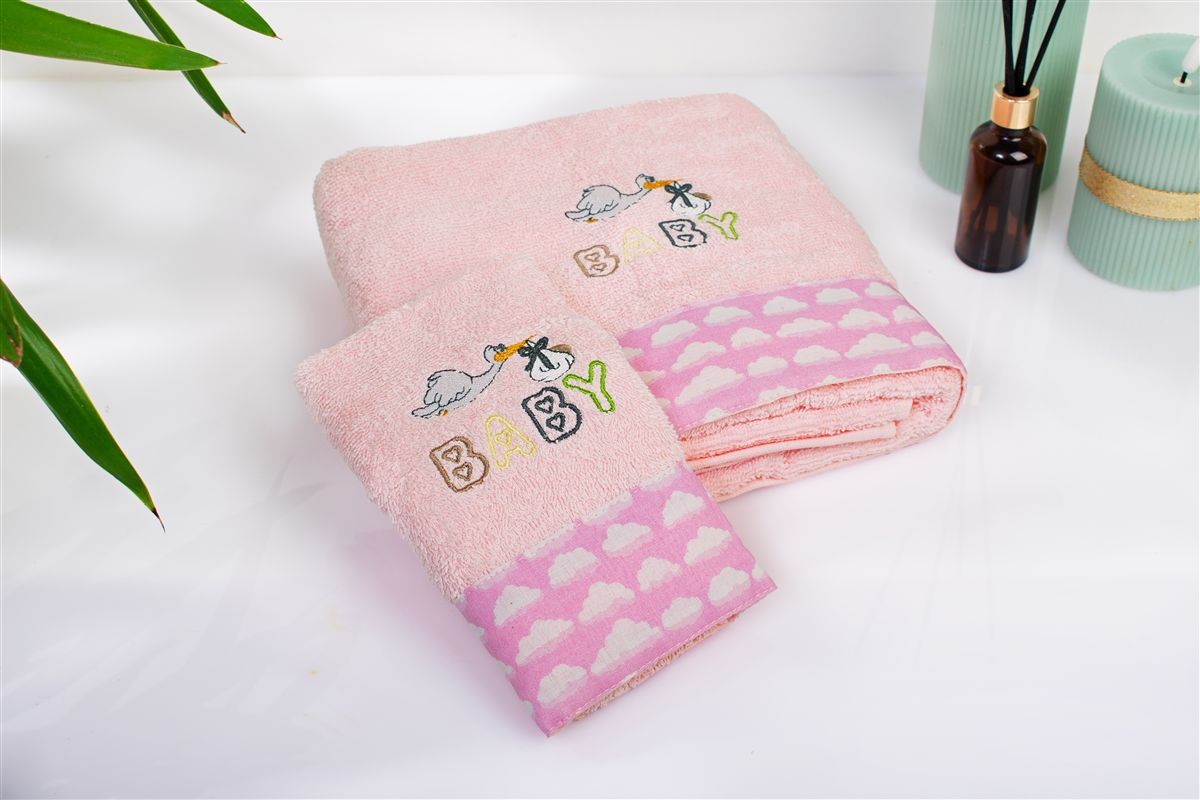 Σετ Πετσέτες 2τμχ Βαμβακερές Stork 192 Pink DimCol (Ύφασμα: Βαμβάκι 100%, Χρώμα: Ροζ) - DimCol - 31140926042