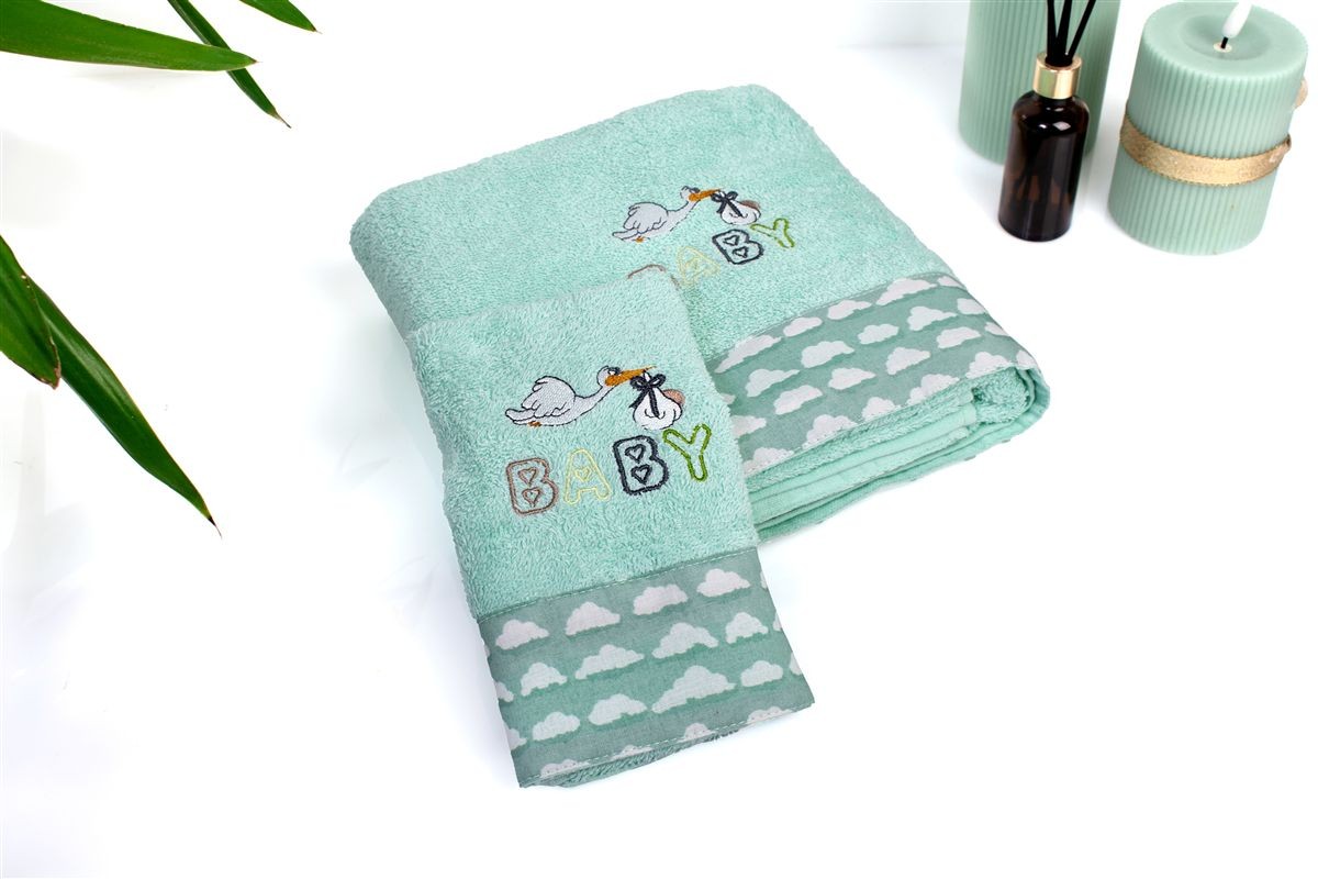 Σετ Πετσέτες 2τμχ Βαμβακερές Stork 195 Mint DimCol (Ύφασμα: Βαμβάκι 100%, Χρώμα: Μέντα) - DimCol - 31140926045