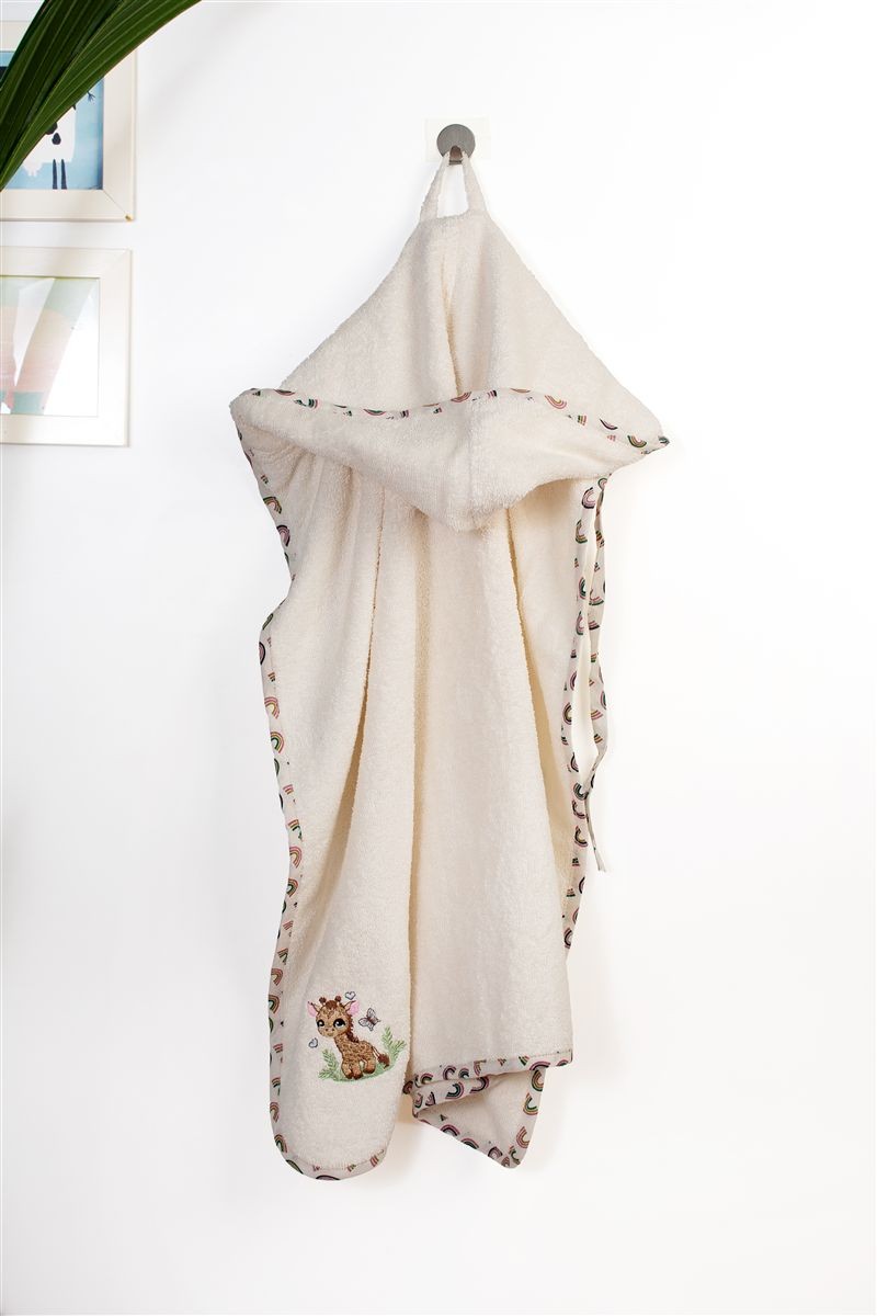 Κάπα Με Κέντημα Bebe 75x85εκ. Giraffe 173 Ecru-Multi Dimcol (Ύφασμα: Βαμβάκι 100%, Χρώμα: Εκρού ) - DimCol - 31141429028