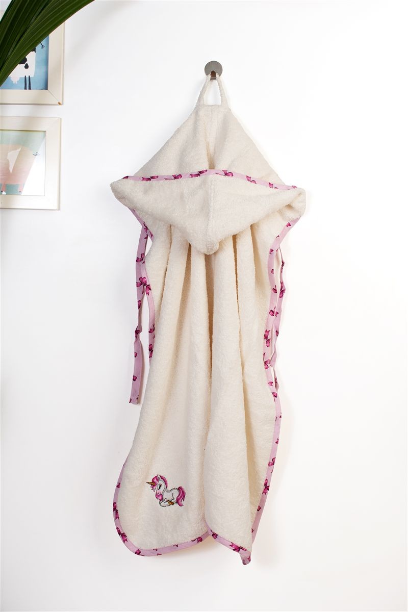 Κάπα Με Κέντημα Bebe 75x85εκ. Unicorn 189 Ecru-Pink Dimcol (Ύφασμα: Βαμβάκι 100%, Χρώμα: Ροζ) - DimCol - 31141429042
