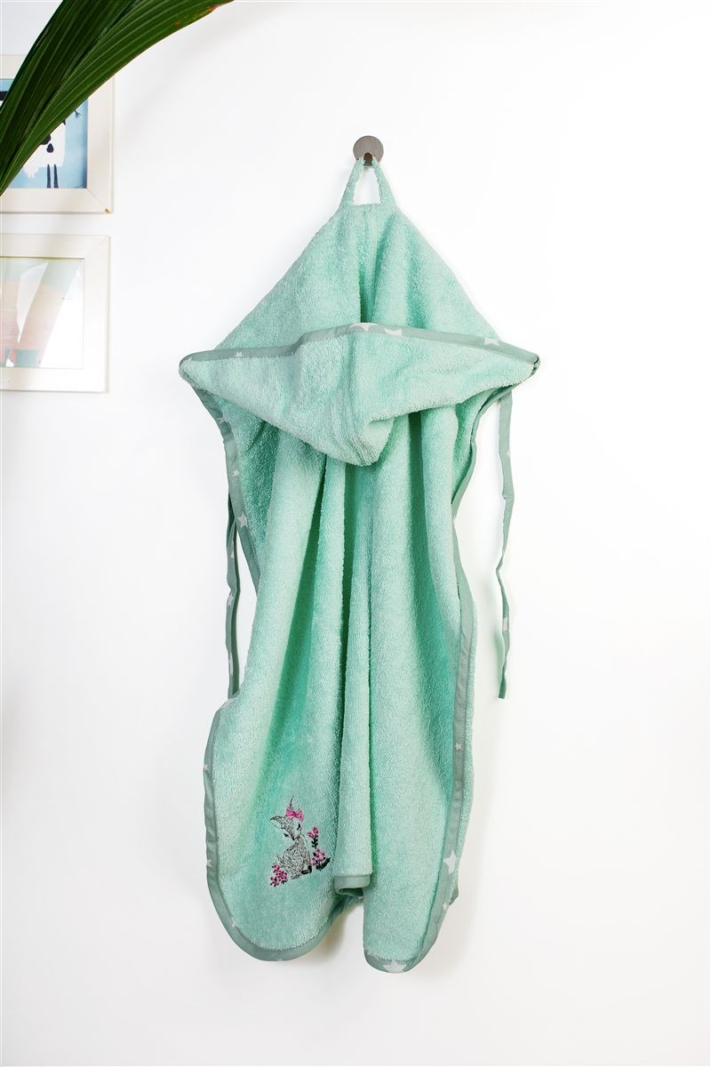 Κάπα Με Κέντημα Bebe 75x85εκ. Deer 199 Mint Dimcol (Ύφασμα: Βαμβάκι 100%, Χρώμα: Μέντα) - DimCol - 31141429051