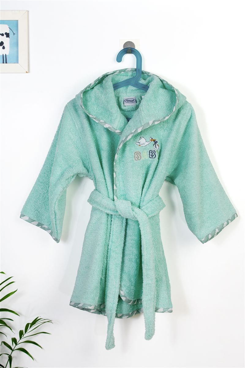 Μπουρνούζι Παιδικό Με Κουκούλα Βαμβακερό Stork 195 Mint Size 04 DimCol (Ύφασμα: Βαμβάκι 100%, Χρώμα: Μέντα, Μέγεθος: 4-5 Ετών) - DimCol - 31141531045