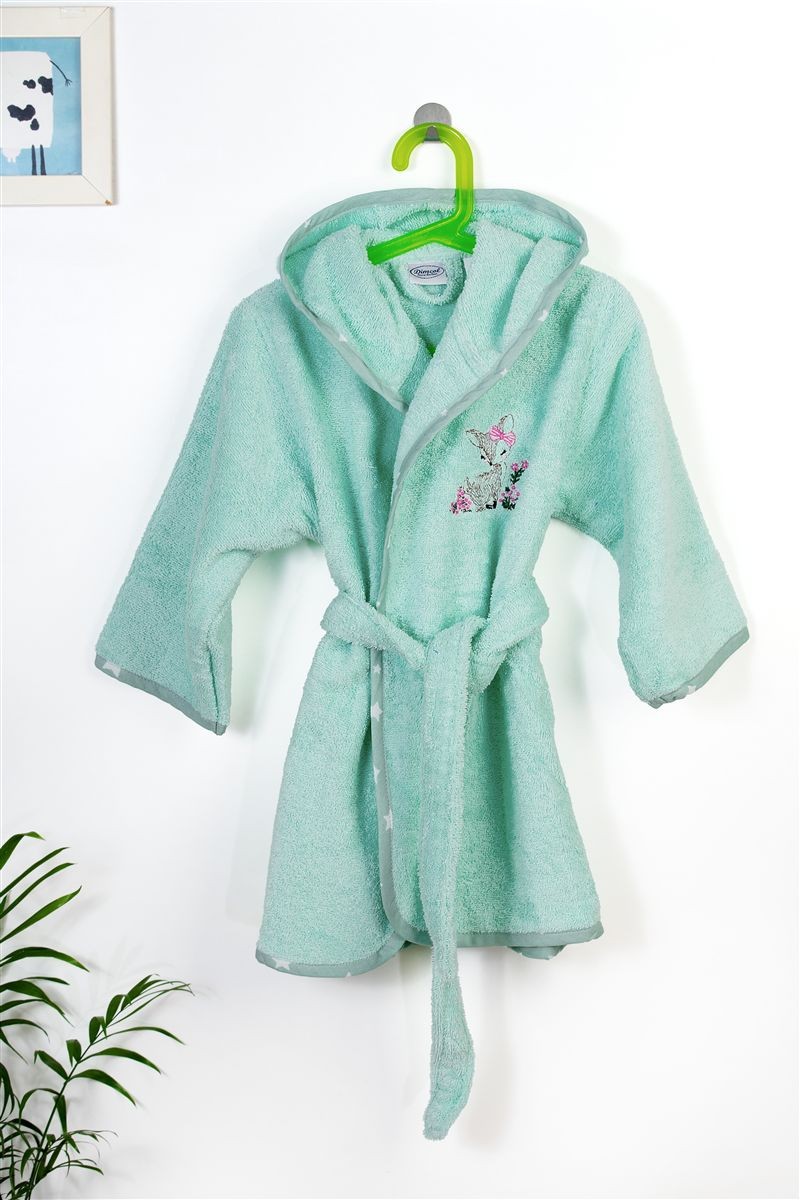 Μπουρνούζι Παιδικό Με Κουκούλα Βαμβακερό Deer 199 Mint Size 04 DimCol (Ύφασμα: Βαμβάκι 100%, Χρώμα: Μέντα, Μέγεθος: 4-5 Ετών) - DimCol - 31141531049