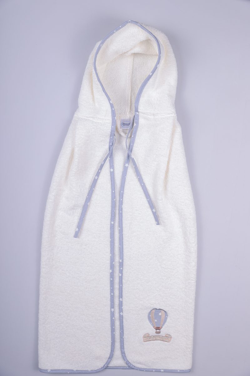 Κάπα Με Κέντημα Bebe 75x85εκ. Αερόστατο 01 Ecru-Grey Dimcol (Ύφασμα: Βαμβάκι 100%, Χρώμα: Γκρι) - DimCol - 1210013602100106