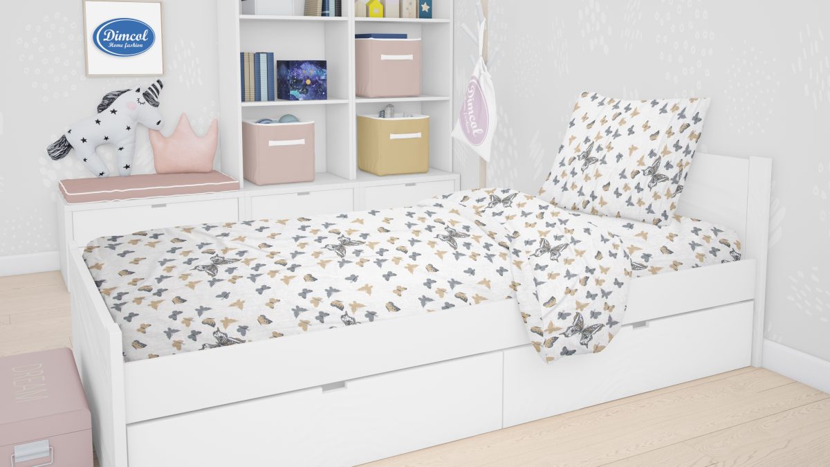 Σετ Σεντόνια Polycotton Μονά 160x240εκ. Butterfly 55 Beige Dimcol (Τύπος κατωσέντονου: Χωρίς Λάστιχο, Χρώμα: Μπεζ, Ύφασμα: 70% Βαμβάκι-30% Polyester) - DimCol - 1924615207205580