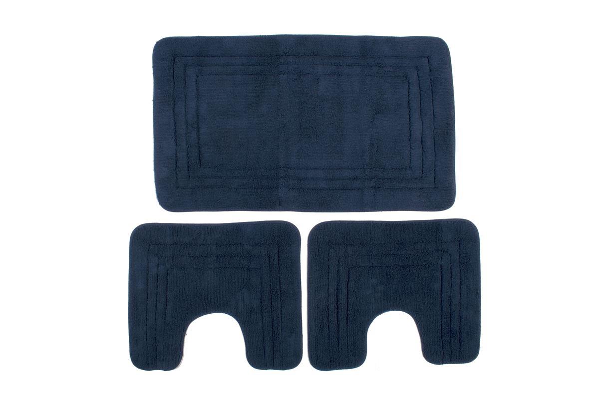 Ταπέτο Μπάνιου Σετ 3 τμχ Βαμβακερό Navy Blue ZUCCHI DimCol (Ύφασμα: Βαμβάκι 100%, Χρώμα: Μπλε) - DimCol - 33123010004