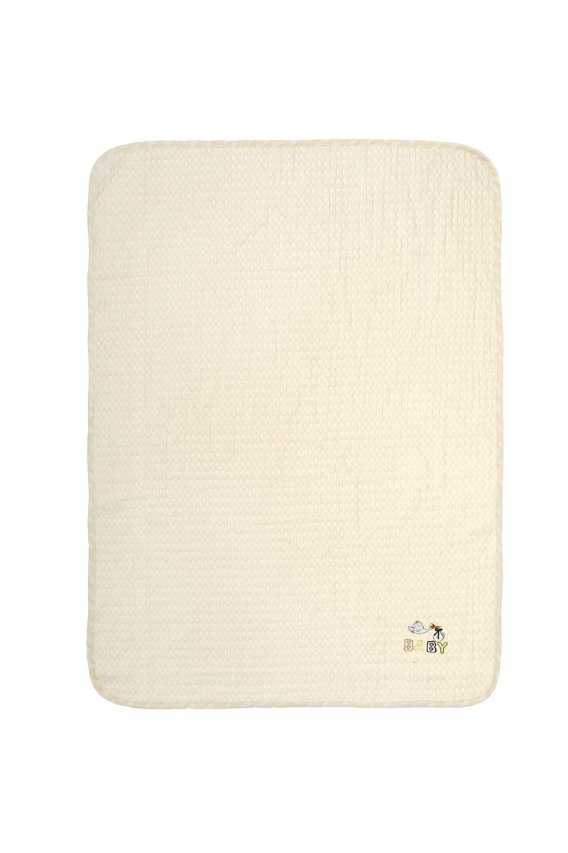 Κουβέρτα Πικέ Κούνιας 100x160εκ. Με Κέντημα Stork 194 Ecru-Yellow DimCol (Ύφασμα: Βαμβάκι 100%, Χρώμα: Εκρού , Μέγεθος: Λίκνου) - DimCol - 31142620024