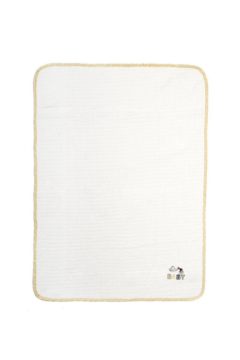 Κουβέρτα Πικέ Κούνιας 100x160εκ. Με Κέντημα Stork 193 White-Yellow DimCol (Ύφασμα: Βαμβάκι 100%, Χρώμα: Λευκό, Μέγεθος: Κούνιας) - DimCol - 31142649023