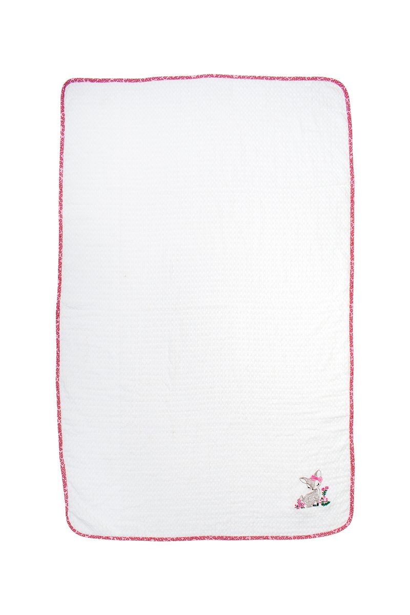 Κουβέρτα Πικέ Κούνιας 100x160εκ. Με Κέντημα Deer 197 White-Pink DimCol (Ύφασμα: Βαμβάκι 100%, Χρώμα: Λευκό, Μέγεθος: Κούνιας) - DimCol - 31142649027