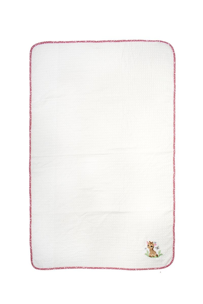 Κουβέρτα Πικέ Λίκνου 80x110εκ. Με Κέντημα Giraffe 172 White-Pink DimCol (Ύφασμα: Βαμβάκι 100%, Χρώμα: Λευκό, Μέγεθος: Λίκνου) - DimCol - 31142620002
