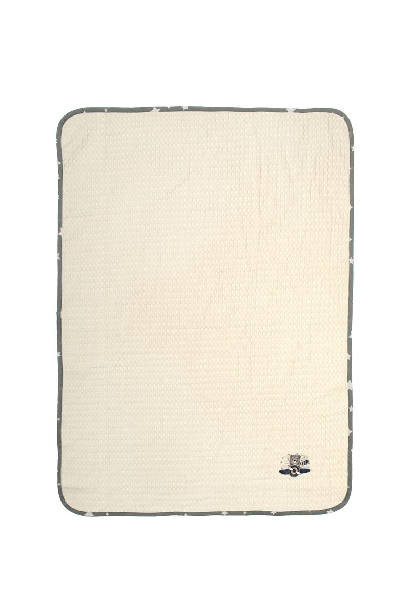 Κουβέρτα Πικέ Κούνιας 100x160εκ. Με Κέντημα Aviator 185 Ecru-Grey DimCol (Ύφασμα: Βαμβάκι 100%, Χρώμα: Γκρι, Μέγεθος: Κούνιας) - DimCol - 31142649015