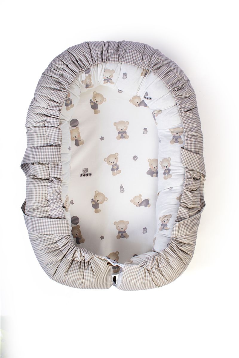Φωλιά Ύπνου Βαμβακερή 85x60x15εκ. Bear's Nest 05 White-Grey DimCol (Ύφασμα: Βαμβάκι 100%, Χρώμα: Λευκό) - DimCol - 31114058005