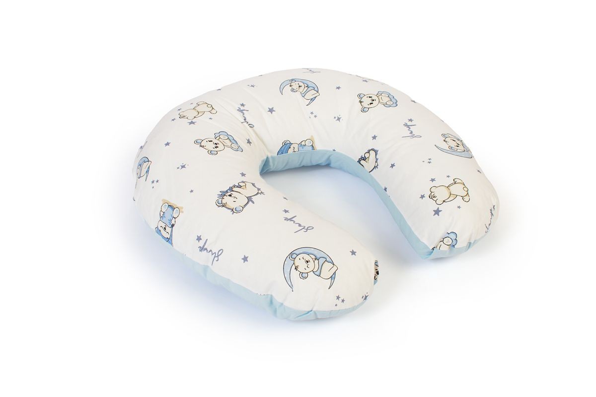 Μαξιλάρι Θηλασμού Βαμβακερό 60x50x15εκ. Bear's Nest 03 White-Sky Blue DimCol (Ύφασμα: Βαμβάκι 100%,