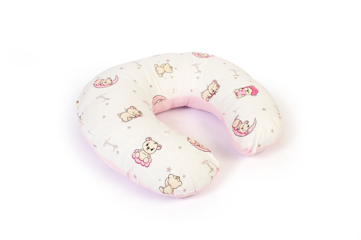Μαξιλάρι Θηλασμού Βαμβακερό 60x50x15εκ. Bear's Nest 04 White-Pink DimCol (Ύφασμα: Βαμβάκι 100%, Χρώμα: Λευκό) - DimCol - 31115047004