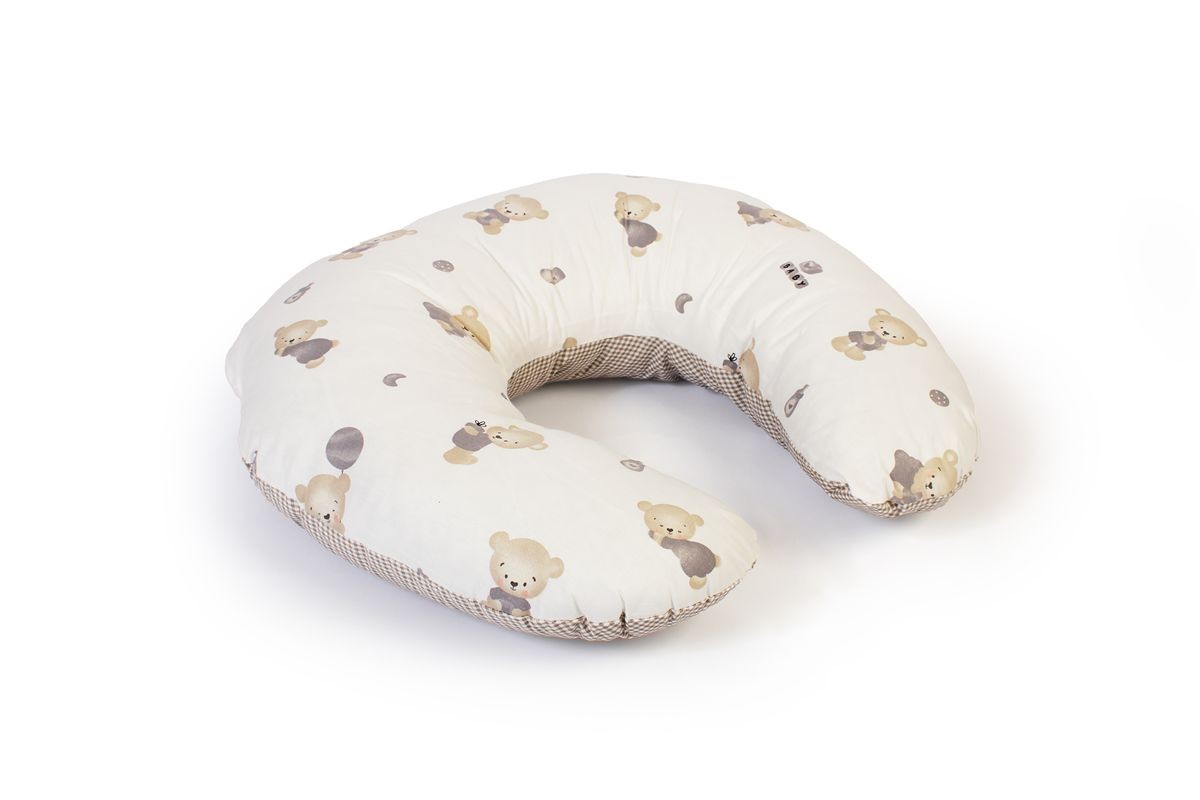 Μαξιλάρι Θηλασμού Βαμβακερό 60x50x15εκ. Bear's Nest 05 White-Grey DimCol (Ύφασμα: Βαμβάκι 100%, Χρώμα: Λευκό) - DimCol - 31115047005