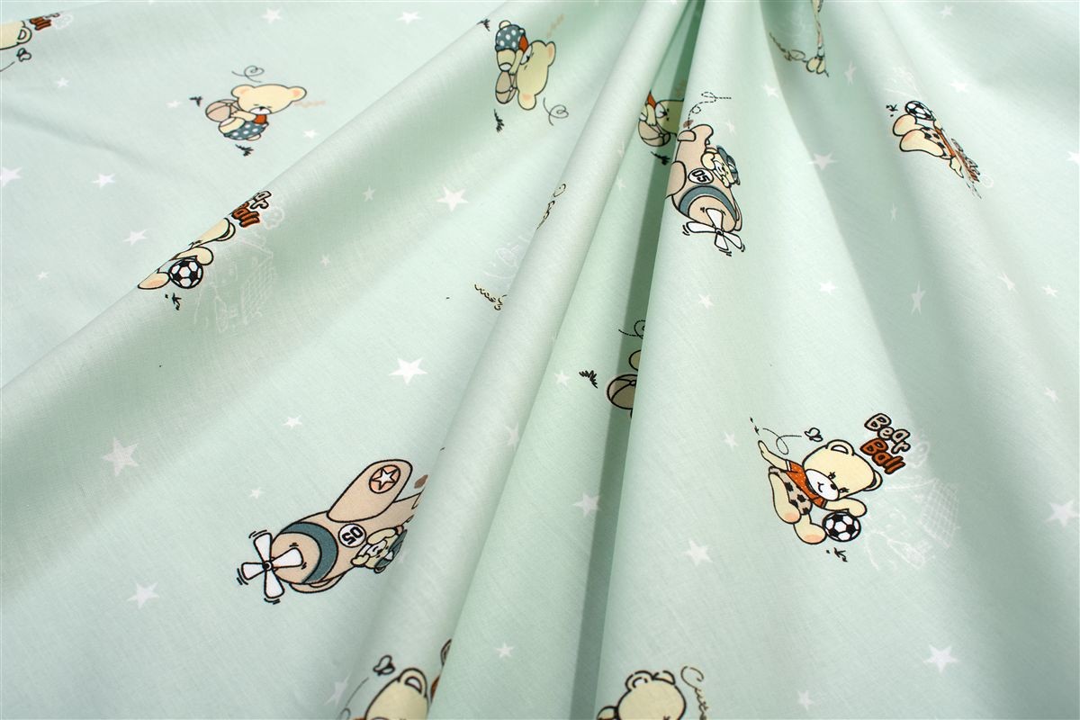 Πάνα Χασές Bebe Βαμβακερή 80x80εκ. Bear's Playtime 593 Mint DimCol (Ύφασμα: Βαμβάκι 100%, Χρώμα: Μέντα) - DimCol - 31111328072