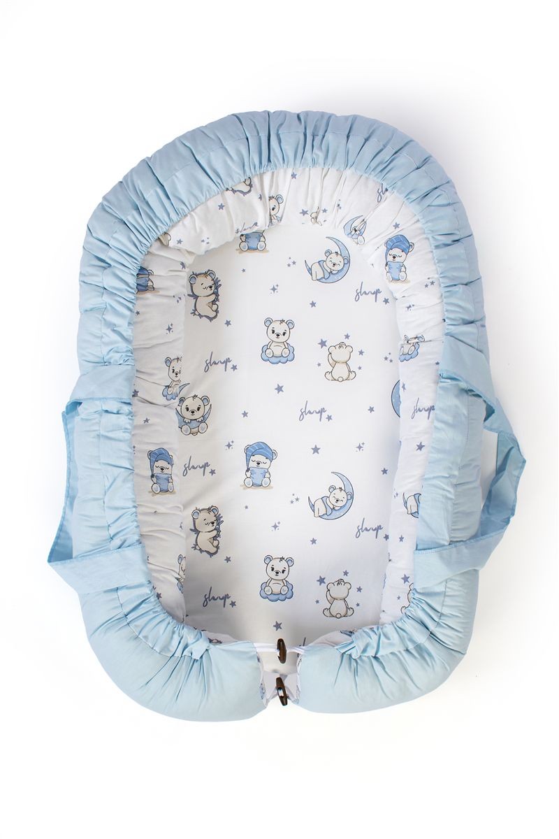 Φωλιά Ύπνου Βαμβακερή 85x60x15εκ. Bear's Nest 03 White-Sky Blue DimCol (Ύφασμα: Βαμβάκι 100%, Χρώμα: Λευκό) - DimCol - 31114058003