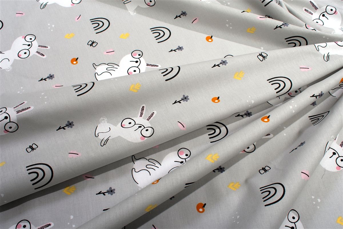 Πάνα Χασές Bebe Βαμβακερή 80x80εκ. Rabbit Garden 586 Grey DimCol (Ύφασμα: Βαμβάκι 100%, Χρώμα: Γκρι) - DimCol - 31111328065