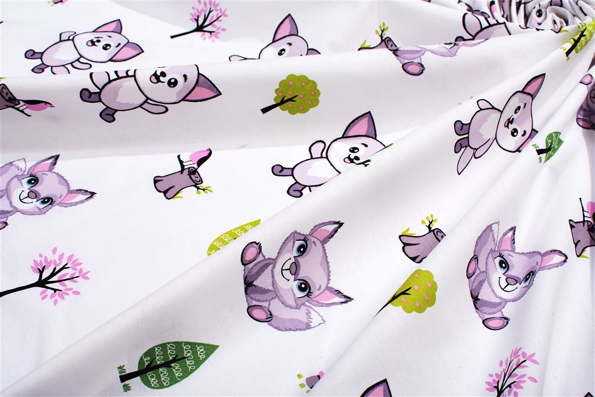 Πάνα Χασές Bebe Βαμβακερή 80x80εκ. Foxes 594 White-Pastel Lilac DimCol (Ύφασμα: Βαμβάκι 100%, Χρώμα: Λευκό) - DimCol - 31111328073