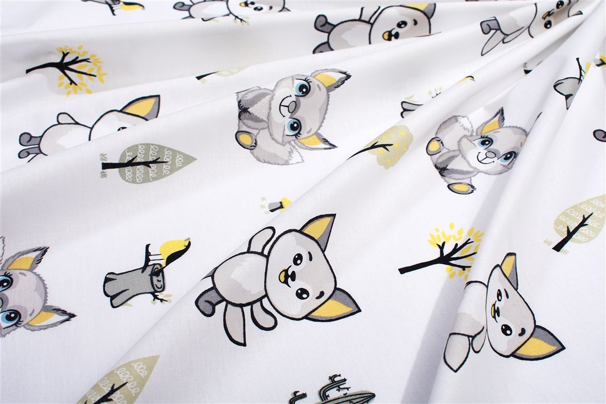 Πάνα Χασές Bebe Βαμβακερή 80x80εκ. Foxes 595 White-Grey DimCol (Ύφασμα: Βαμβάκι 100%, Χρώμα: Λευκό) - DimCol - 31111328074