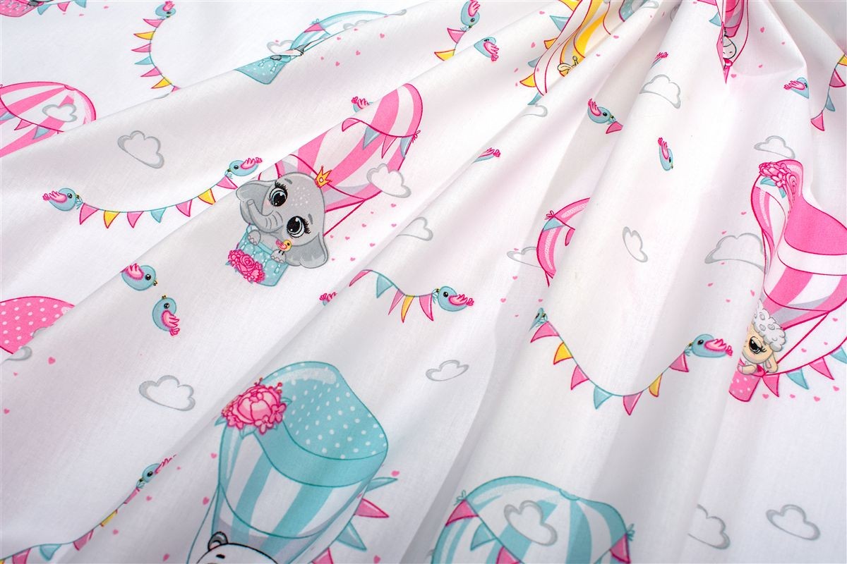 Πάνα Χασές Bebe Βαμβακερή 80x80εκ. The Floating Zoo 597 White-Pink DimCol (Ύφασμα: Βαμβάκι 100%, Χρώμα: Λευκό) - DimCol - 31111328076