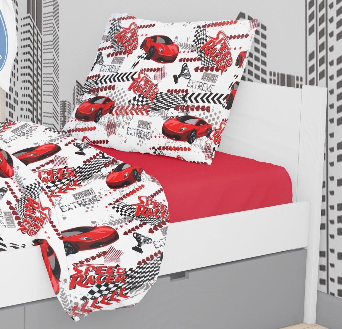 Μαξιλαροθήκη Polycotton 50x70εκ. Speed Racer 290 Dimcol (Χρώμα: Κόκκινο, Ύφασμα: 70% Βαμβάκι-30% Polyester) - DimCol - 1925883125029098