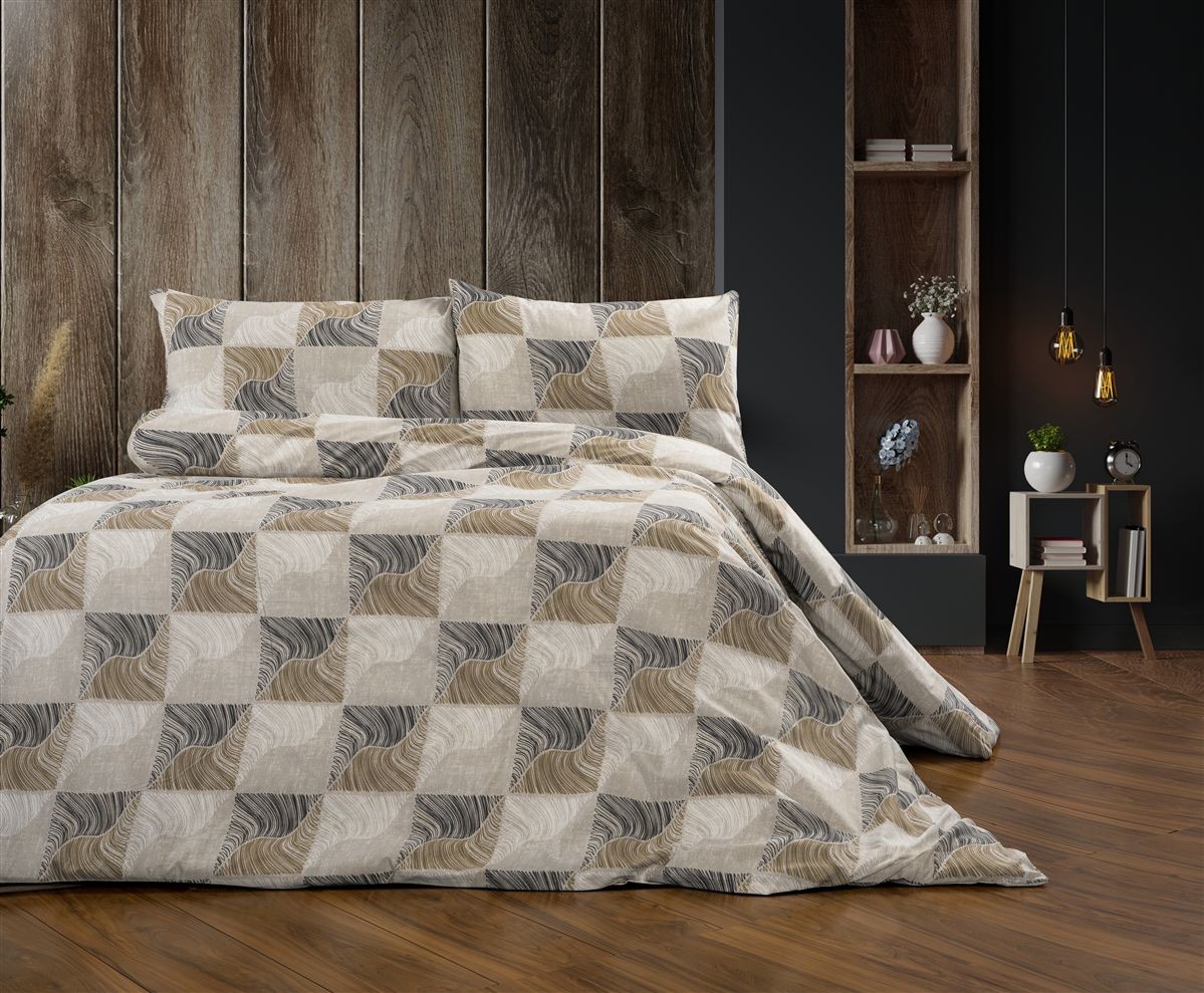 Σετ Σεντόνια 4τμχ Polycotton King 240x270εκ. Κλεοπάτρα 609 Beige-Black DimCol (Τύπος κατωσέντονου: Χωρίς Λάστιχο, Χρώμα: Μαύρο, Ύφασμα: 70% Βαμβάκι-30% Polyester, Μέγεθος: King Size) - DimCol - 33312325072