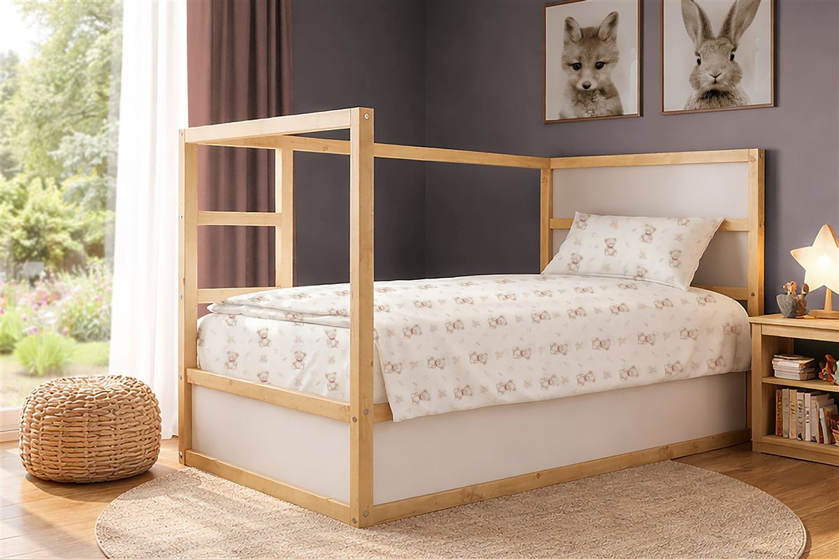 Παπλωματοθήκη Παιδική Βαμβακερή 160x240εκ. kids Newborn Bear 716 White-Beige Dimcol (Ύφασμα: Βαμβάκι 100%, Χρώμα: Λευκό) - DimCol - 32110823086
