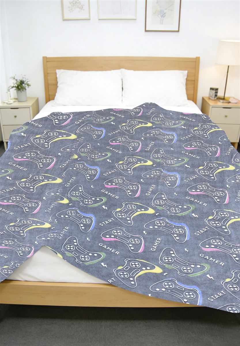 Κουβέρτα Φωσφοριζέ Fleece Μονή 175x225εκ. Gamer Dark Blue DimCol (Ύφασμα: Polyester, Χρώμα: Μπλε) - DimCol - 32413906004