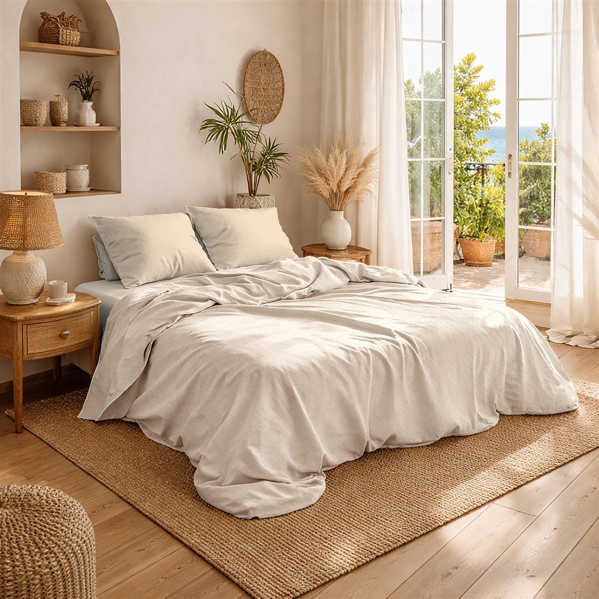 Κουβέρτα Βαμβακερή Υπέρδιπλη 225x270εκ. Πικέ Ecru Dimco