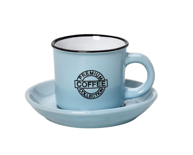 Φλυτζάνι Με Πιατάκι Espresso Stoneware 90ml Γαλάζιο Coffee ESPIEL HUN306K12 (Σετ 12 Τεμάχια) (Χρώμα: Γαλάζιο , Υλικό: Stoneware) - ESPIEL - HUN306K12