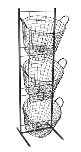 ESPIEL Μανάβης 3 Όροφος Μεταλλικός Μαύρος ESPIEL 35x33x114εκ. AST402 - ESPIEL - AST402