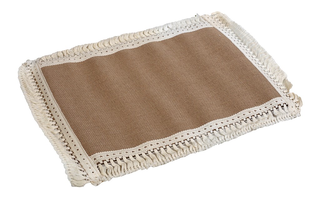 Διακοσμητικά και αξεσουαρ κουζίνας 24home - ΣΗΜΑΝΤΙΚΟ: Σε περίπτωση διαφοράς τιμής από το κατάστημα ισχύει παντα και μόνο η τιμή του καταστήματος Σουπλά Jute Μπεζ Με Λευκή Δαντέλα ESPIEL 45x30εκ. DYT10