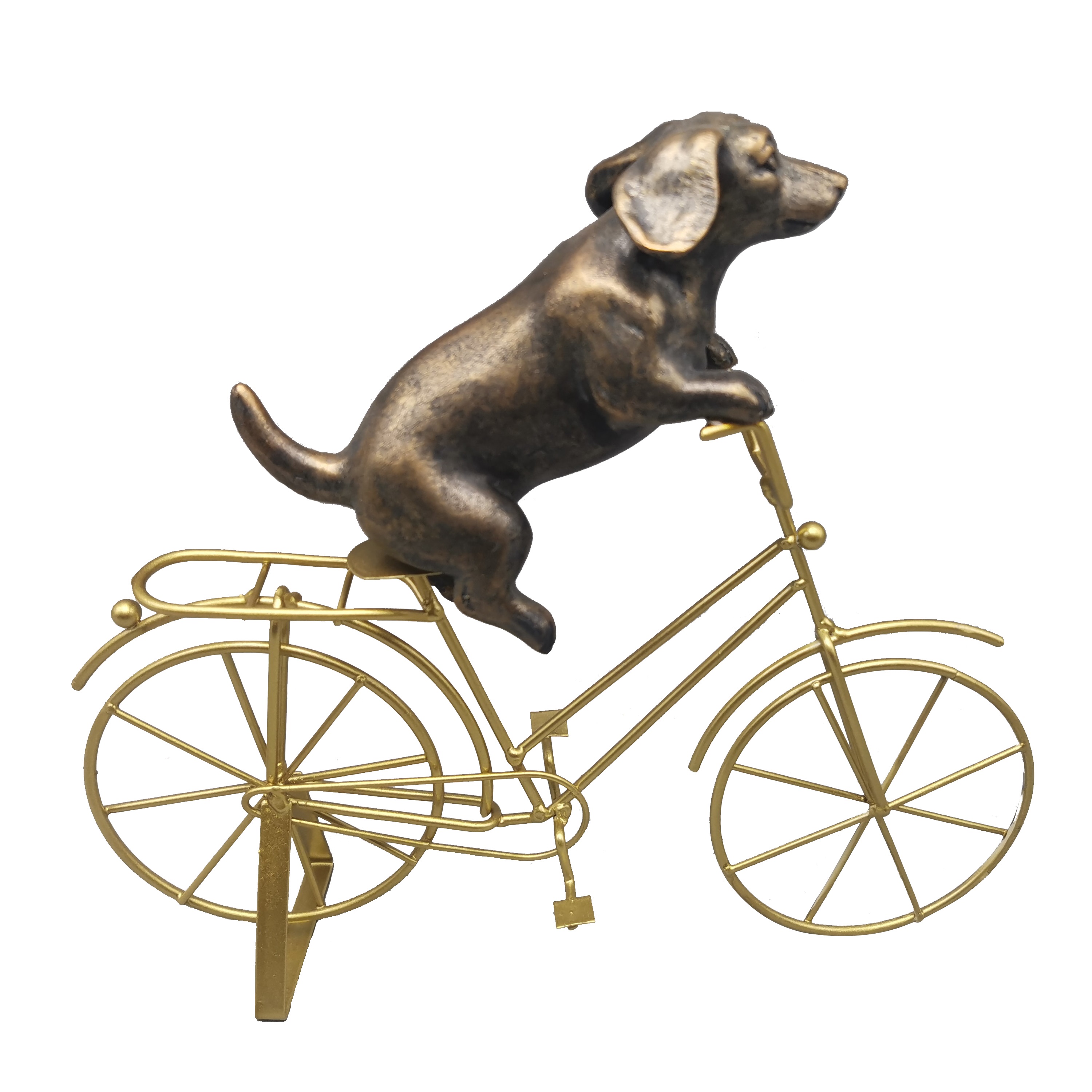 Διακοσμητικός Επιτραπέζιος Σκύλος Σε Ποδήλατο Polyresin Χρυσό ESPIEL 26,5x6x22,8εκ. FIG203 (Υλικό: Polyresin, Χρώμα: Χρυσό ) - ESPIEL - FIG203 144416